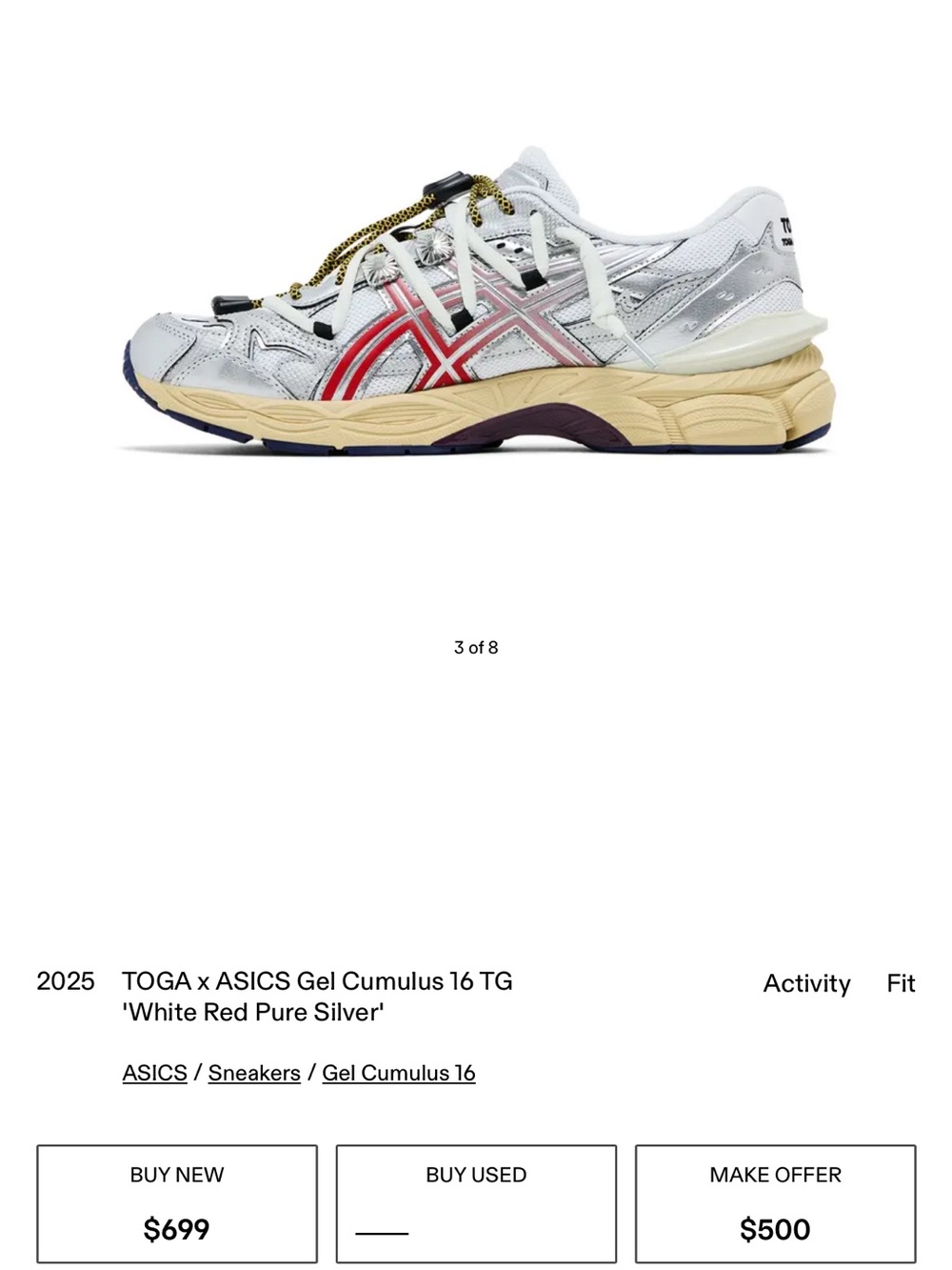 ASICS Gel Cumulus 16 TG Women's Running Shoe - White Red Pure Silver